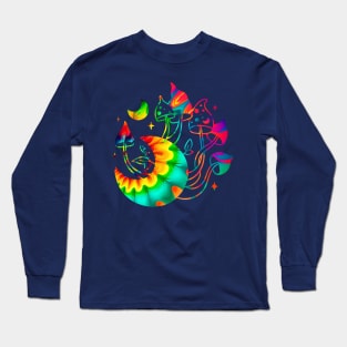 Psychodelic Colors Magic Mushrooms and Moon Long Sleeve T-Shirt